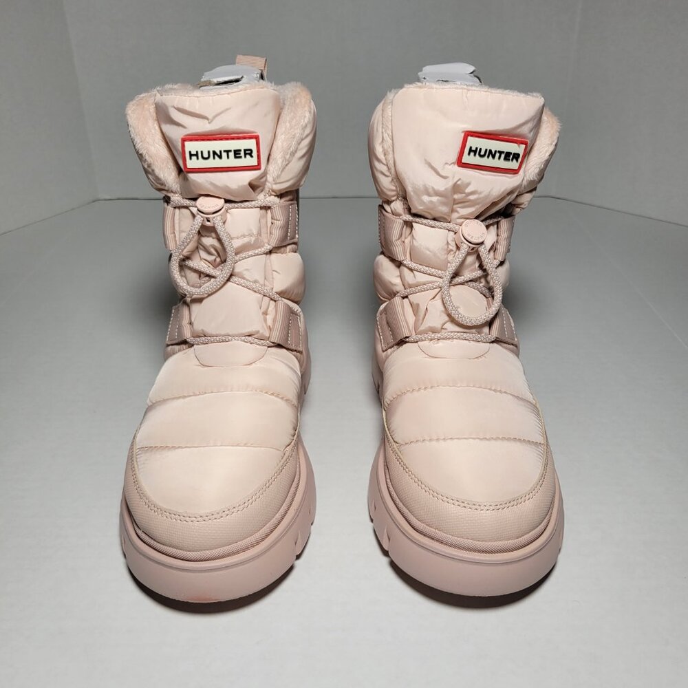 Hunter Women's Moon Lug Sole Insulated Waterproof Snow Booties in Light Natural - Picture 3 of 10